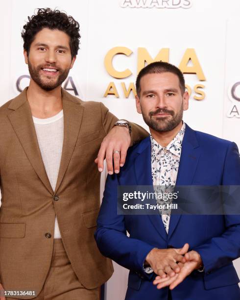 Dan Smyers and Shay Mooney attend the 2023 CMA Awards at Bridgestone Arena on November 08, 2023 in Nashville, Tennessee.