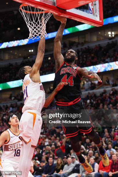 Patrick Williams of the Chicago Bulls misses a dunk attempt against the Phoenix Suns during the second half at the United Center on November 08, 2023...