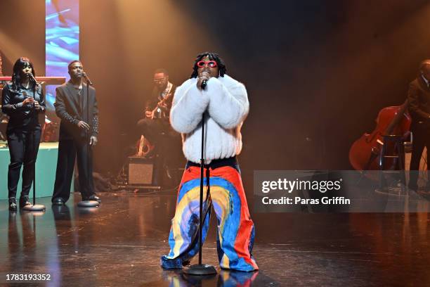 Singer Jacquees performs onstage during 2023 ESSENCE Holiday Special at Riverside EpiCenter on November 08, 2023 in Austell, Georgia.