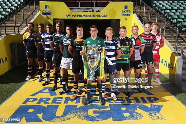 Jonathan Thomas of the Worcester Warriors, Will Welch of the Newcastle Falcons, Stuart Hooper of Bath, Dean Mumm of the Exeter Chiefs, Declan Danaher...