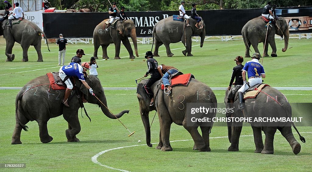 THAILAND-LIFESTYLE-ELEPHANT-POLO