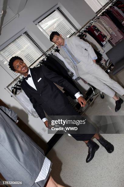 Ephraim Sykes during a Tonys 2019 fitting at Thom Browne.