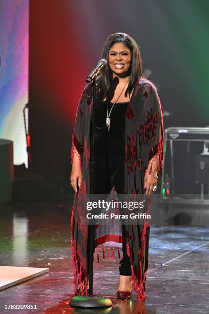 Singer Kim Burrell performs onstage during 2023 ESSENCE Holiday Special at Riverside EpiCenter on November 08, 2023 in Austell, Georgia.