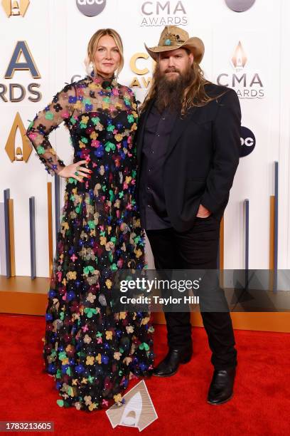 Morgane Stapleton and Chris Stapleton attend the 2023 CMA Awards at Bridgestone Arena on November 08, 2023 in Nashville, Tennessee.