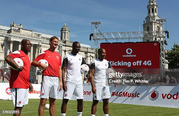 Ex Arsenal legends Ian Wright and Tony Adams and Ex Tottenham Hostspur legends Ledley King and Les Ferdinand during the Vodafone 4G Goes Live Launch...