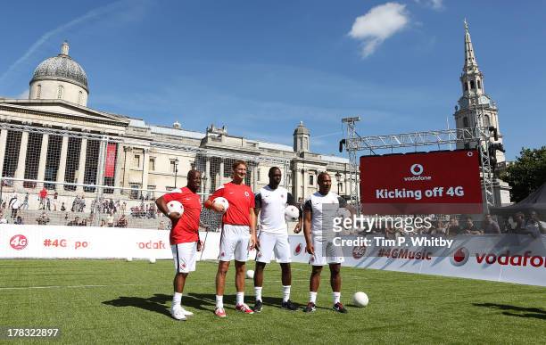 Ex Arsenal legends Ian Wright and Tony Adams and Ex Tottenham Hostspur legends Ledley King and Les Ferdinand during the Vodafone 4G Goes Live Launch...