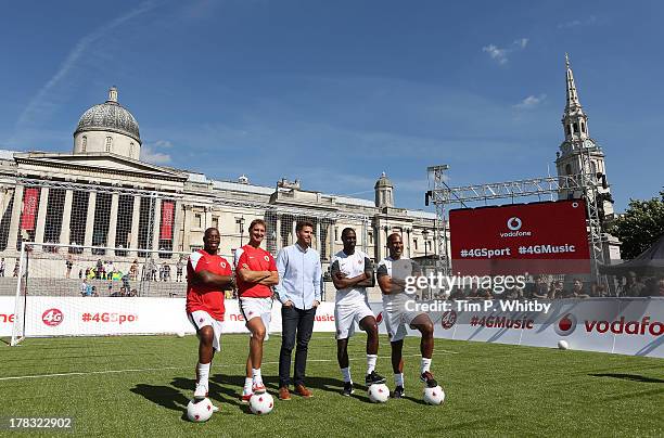 Ex Arsenal legends Ian Wright and Tony Adams, Rick Edwards and Ex Tottenham Hostspur legends Ledley King and Les Ferdinand during the Vodafone 4G...