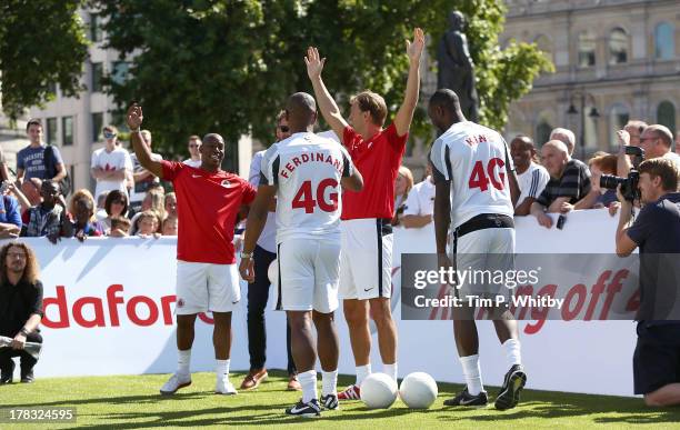 Ex Arsenal legends Ian Wright and Tony Adams and Ex Tottenham Hostspur legends Ledley King and Les Ferdinand during the Vodafone 4G Goes Live Launch...