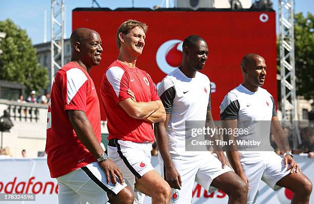 Ex Arsenal legends Ian Wright and Tony Adams and Ex Tottenham Hostspur legends Ledley King and Les Ferdinand during the Vodafone 4G Goes Live Launch...