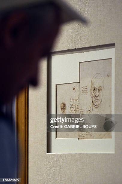 Picture shows a drawing by Leonardo da Vinci, on August 29, 2013 in Venice. Fifty-two drawings by Renaissance genius Leonardo da Vinci are going on...