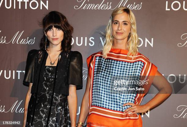 Actress Langley Hemingway and Elisabeth von Thurn und Taxis attend Louis Vuitton "Timeless Muses" exhibition at the Tokyo Station Hotel on August 29,...