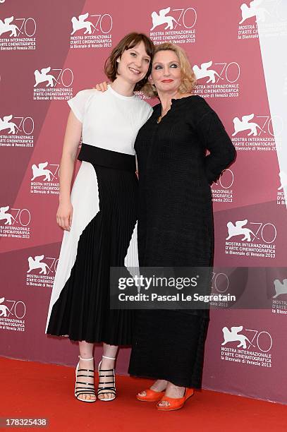 Actresses Mia Wasikowska and Robyn Davidson attend the 'Tracks' photocall during the 70th Venice International Film Festival on August 29, 2013 in...