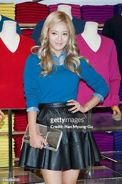 Hyoyeon of South Korean girl group Girls' Generation attends during the "Uniqlo" 2013 F/W Silk/Cashmere Project press event at Gangnam Uniqlo Store...