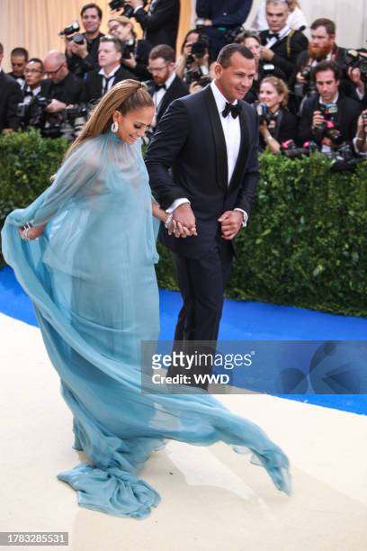 Lo and Alex Rodriguez, Red carpet arrivals at the 2017 Met Gala: Rei Kawakubo/Comme des Garcons, May 1st, 2017.