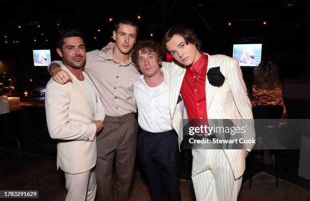 Zac Efron, Harris Dickinson, Jeremy Allen White and Stanley Simons attend the premiere of A24's "The Iron Claw" after party at The Longhorn Ballroom...