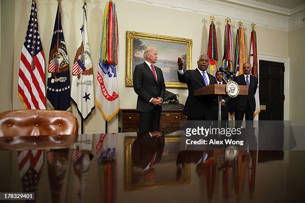 Todd Jones speaks after he was sworn in by U.S. Vice President Joseph Biden as the Director of the Bureau of Alcohol, Tobacco, and Firearms as Jones'...