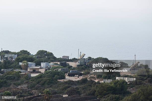 Patriot missile battery seen in the city of Haifa as tension surrounding the Syrian crisis escalates on August 29, 2013 in Haifa, Israel. After...