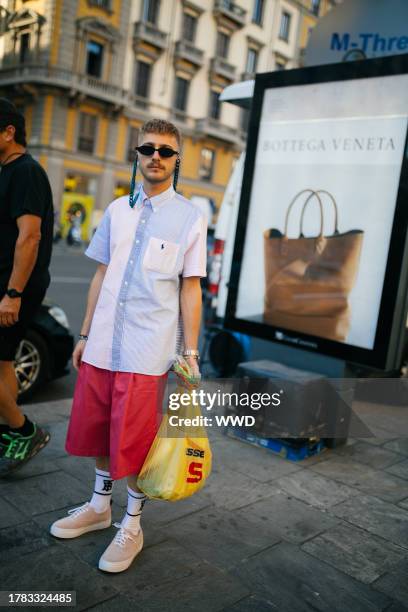 Street Style at Milan Fashion Week Men's Spring 2020, photographed in Milan on June 15 - 17, 2019...