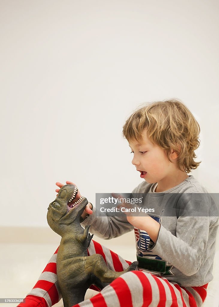 Boy and dinosaur