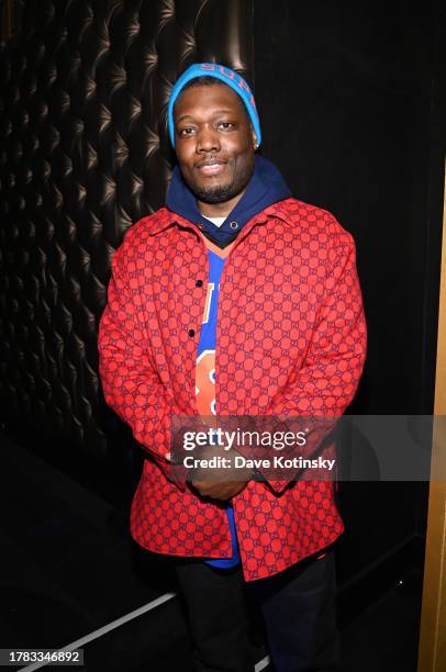 Michael Che attends The Scleroderma Research Foundation's Cool Comedy Hot Cuisine: A Tribute to Bob Saget at Edison Ballroom on November 08, 2023 in...