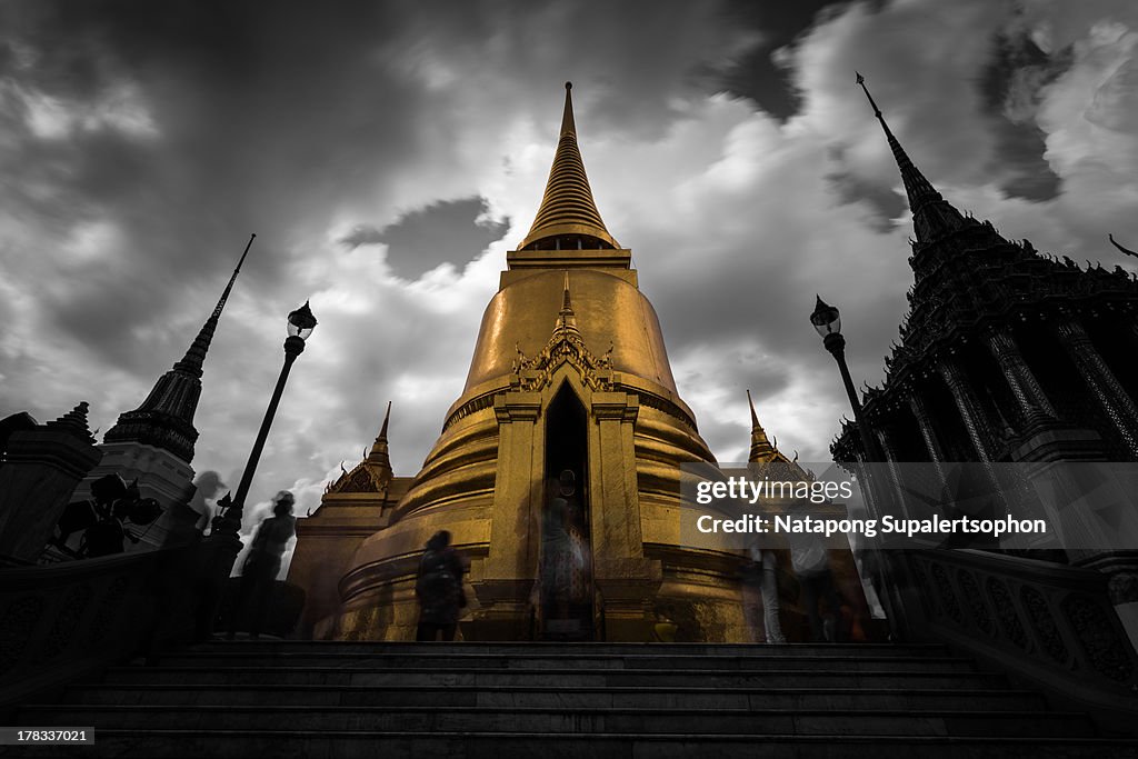 Golden Buddhism Pagoda at Wat Phra Kaew