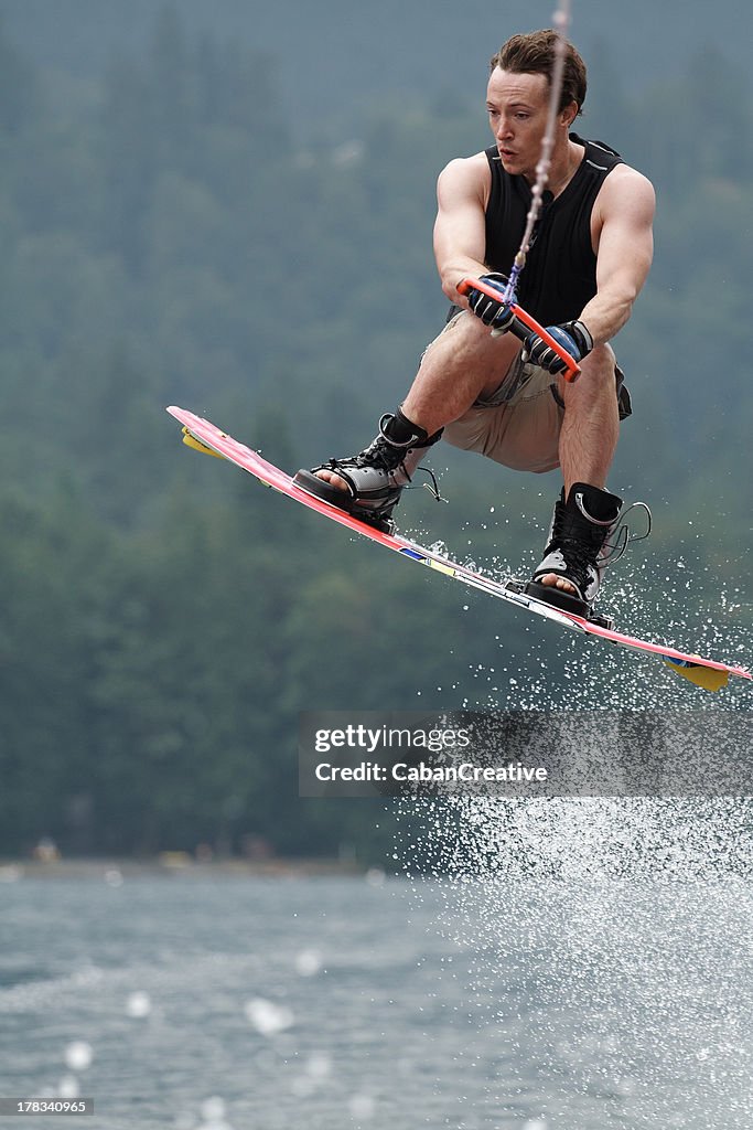 Wakeboarder jumping