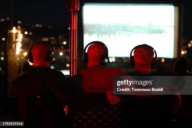 Guests attend the MSNBC Films presents "Serving In Secret" VIP Screening with GLAAD and The Advocate at the Melrose Rooftop Theatre on November 08,...