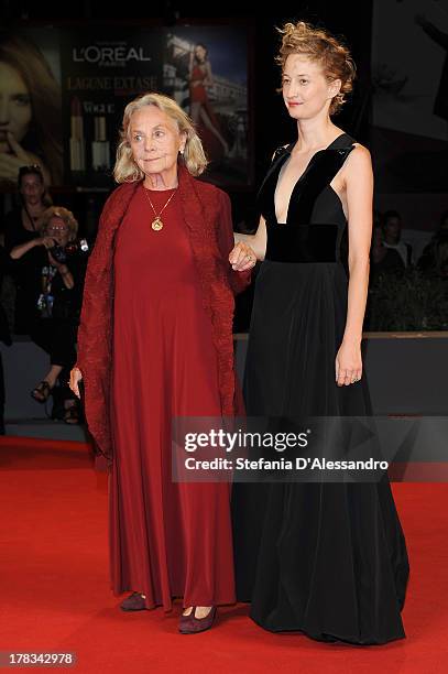 Actress Elena Cotta and actress Alba Rohrwacher attend "Via Castellana Bandiera" Premiere during the 70th Venice International Film Festival at Sala...