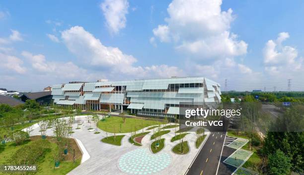 Exterior view of the Wuzhen World Internet Science and Technology Museum is seen on November 7, 2023 in Wuzhen, Zhejiang Province of China. The...