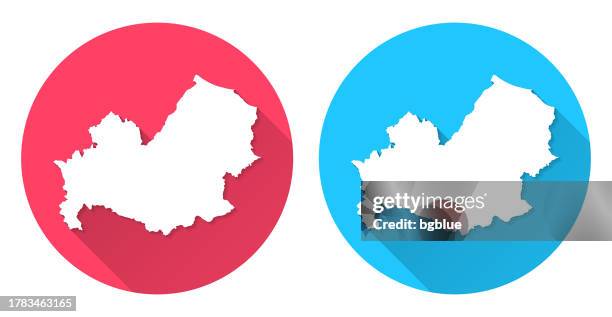 molise map. round icon with long shadow on red or blue background - campobasso stock illustrations