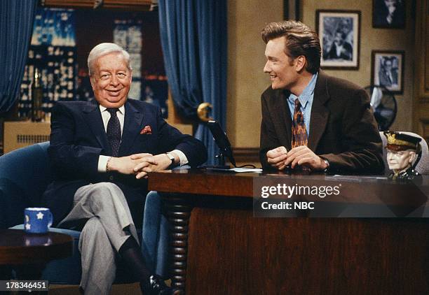 Episode 15 -- Pictured: Musical guest Mel Torme during an interview with host Conan O'Brien on October 1, 1993 --