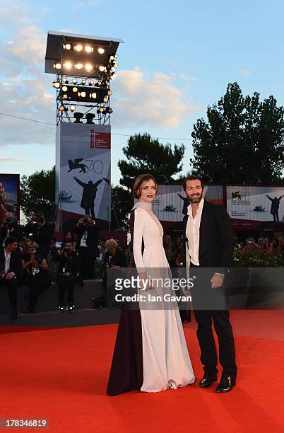 Francesca Cavallin and Stefano Remigi attend the 'Tracks' premiere during the 70th Venice International Film Festival at the Palazzo del Cinema on...
