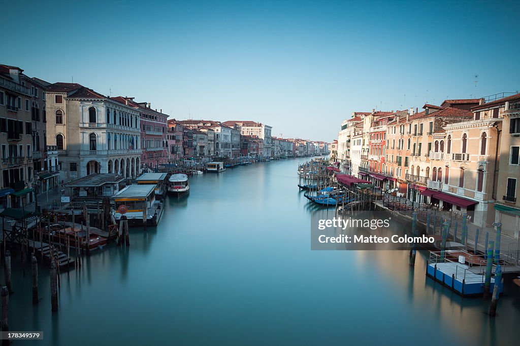 Grand canal at sunrise from Rialto bridge, Venice