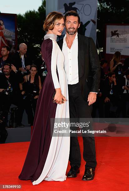 Actress Francesca Cavallin and Stefano Remigi attend the 'Tracks' premiere during the 70th Venice International Film Festival at the Palazzo del...