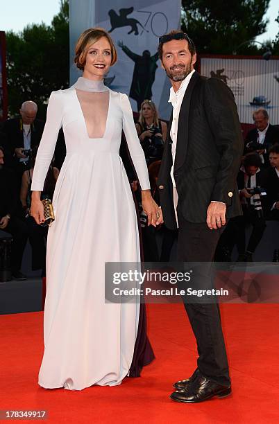 Actress Francesca Cavallin and Stefano Remigi attend the 'Tracks' premiere during the 70th Venice International Film Festival at the Palazzo del...