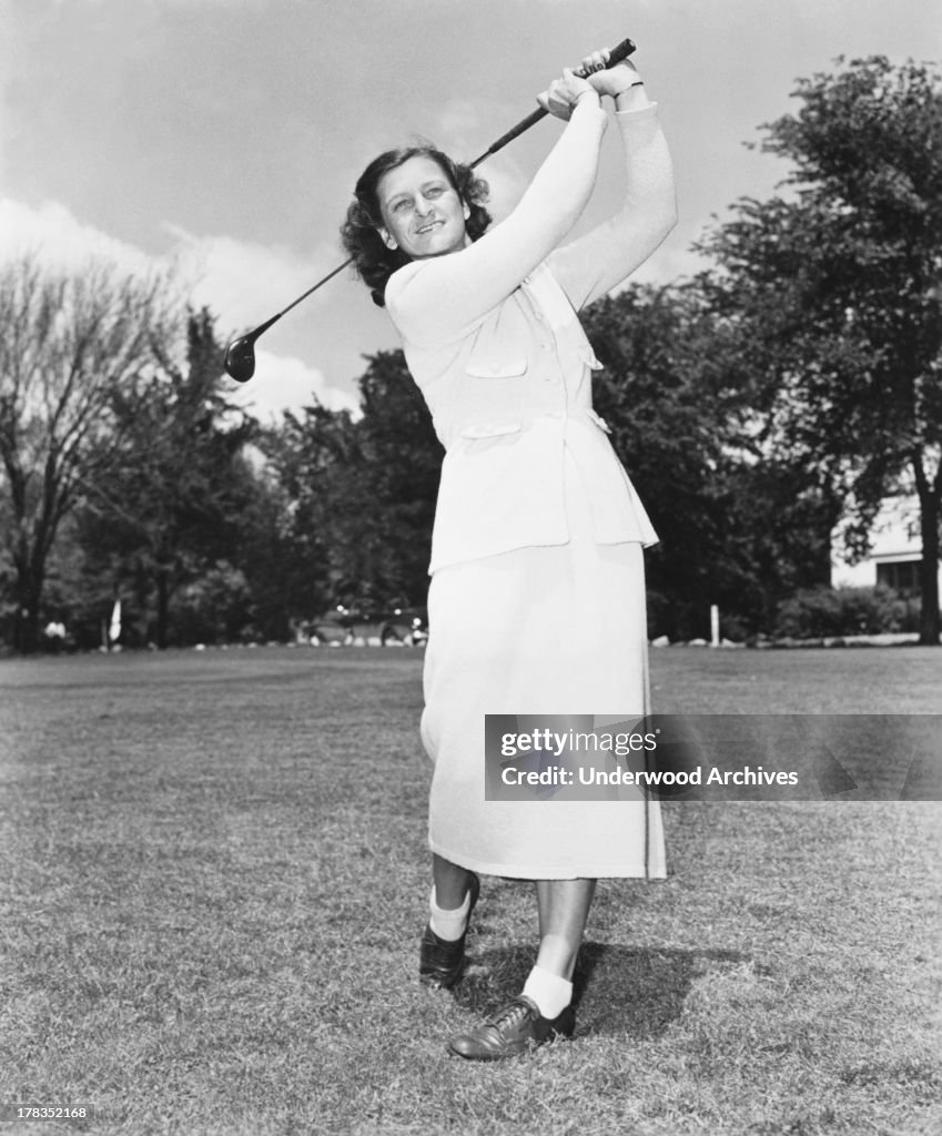 Babe Didrikson Golfing