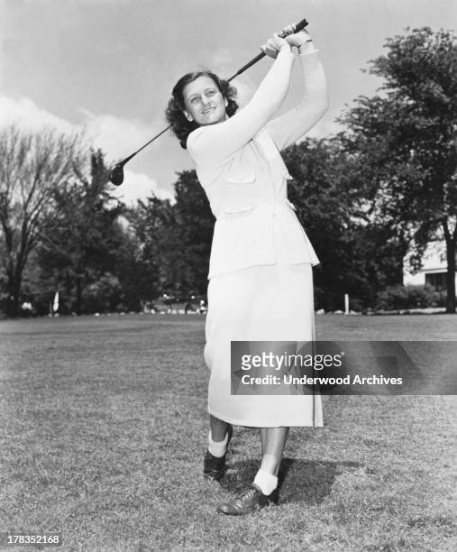 Babe Didrikson golfing in a promo photograph for Wilson Sporting Goods, c. 1950.