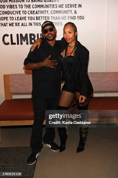 Eric Bellinger and La'Myia Good attends BJ The Chicago Kid previewing of his New Album "Gravy" at Hilltop Coffee + Kitchen on November 08, 2023 in...