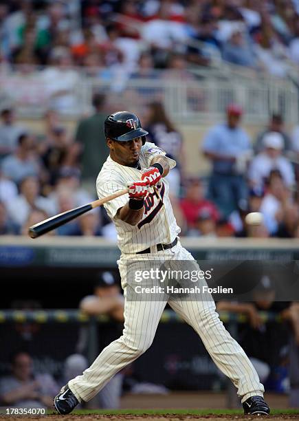 Wilkin Ramirez of the Minnesota Twins bats against the Chicago White Sox during the game on August 17, 2013 at Target Field in Minneapolis, Minnesota.