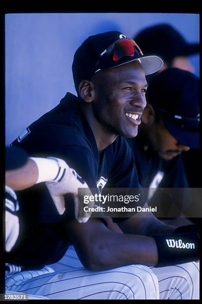 Michael Jordan of the Chicago White Sox looks on during spring training.