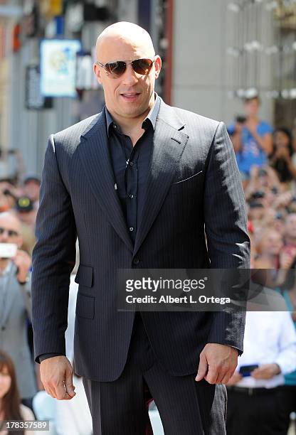Actor Vin Diesel Honored with a Star On The Hollywood Walk Of Fame held on August 26, 2013 in Hollywood, California.