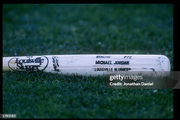 General view of the bat being used by Michael Jordan of the Scottsdale Scorpions.