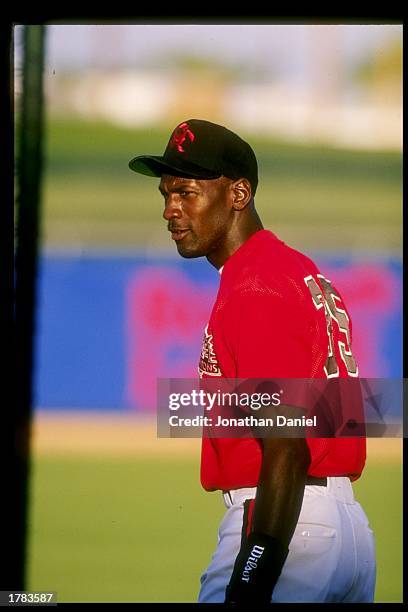 Michael Jordan of the Scottsdale Scorpions looks on during an Arizona Fall League game.