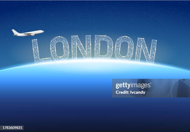 stockillustraties, clipart, cartoons en iconen met travel to london - airplane with banner