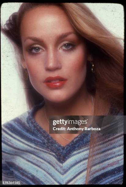 Portrait of American fashion model Jerry Hall, early 1980s.