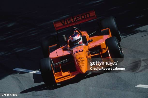 Jimmy Vasser of the United States drives the Visteon Patrick Racing Reynard 01i Toyota RV8E during the Championship Auto Racing Teams 2001 FedEx...