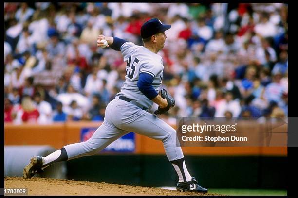 Pitcher Tommy John of the New York Yankees in action during a game. Mandatory Credit: Stephen Dunn /Allsport