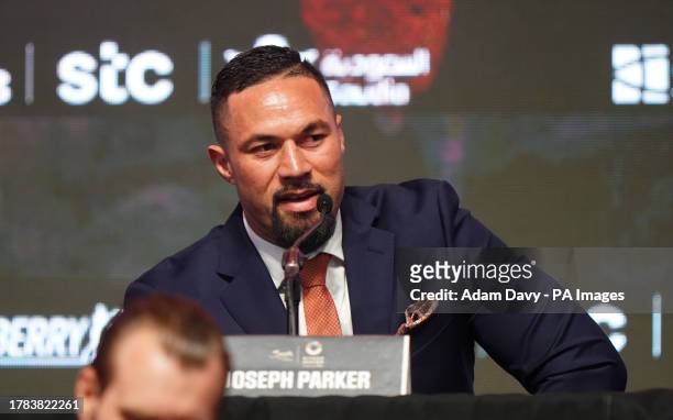 Joseph Parker during a press conference at OVO Arena, Wembley, London. Picture date: Wednesday November 15, 2023.