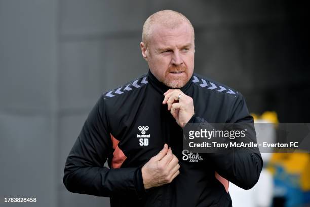 Sean Dyche during the Everton Training Session at Finch Farm on November 07, 2023 in Halewood, England.