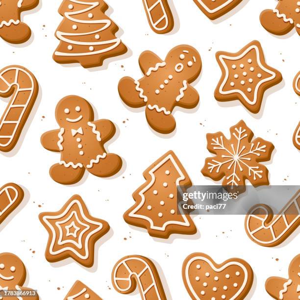 christmas_cookies_pattern - gingerbread biscuit stock illustrations
